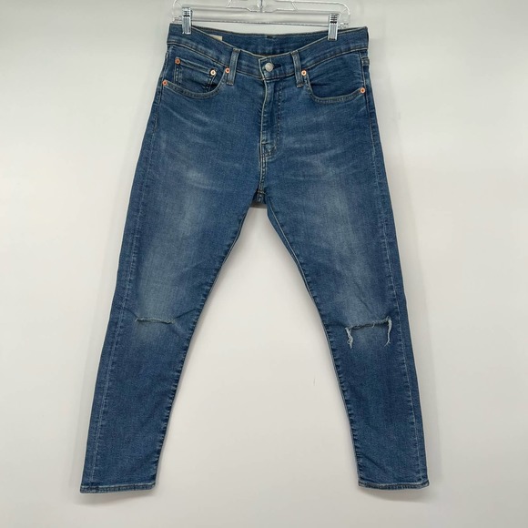 Levi's Premium 512 Ripped Jeans Men's Size W32 Blue Denim Slim Tapered Mid Rise - Picture 3 of 14